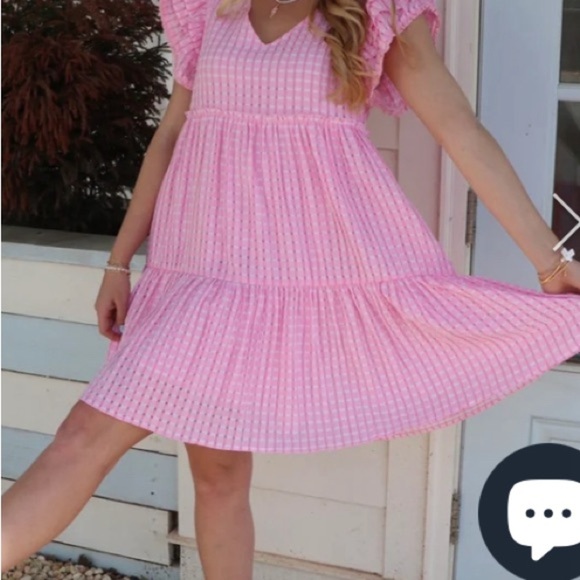 THML Pink Gingham Dress Small New - Picture 1 of 3